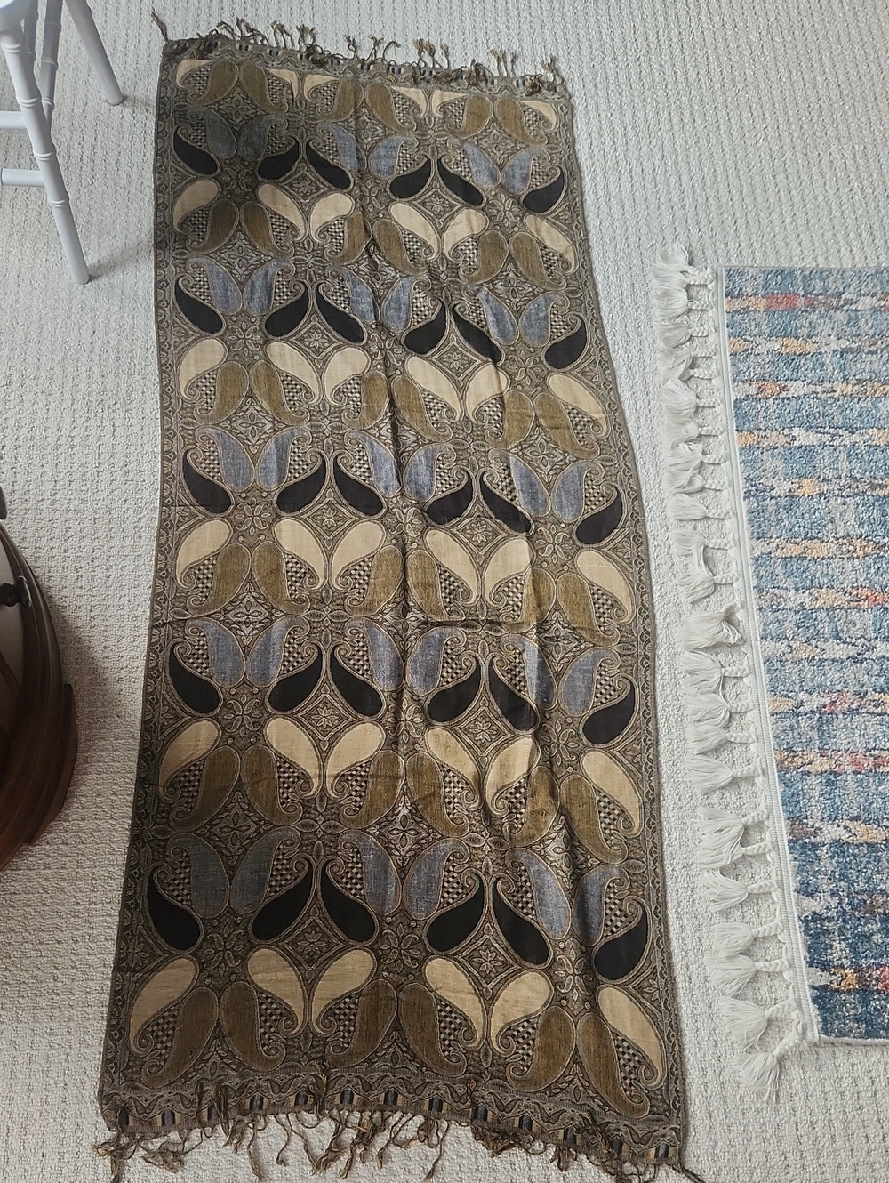 Gold and Brown Cashmere Scarf - Picture 2 of 5